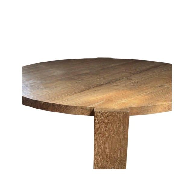 Sculptural Teak Wood Round Table, Expressive Natural Grain, Modern Organic For Sale - Image 9 of 9