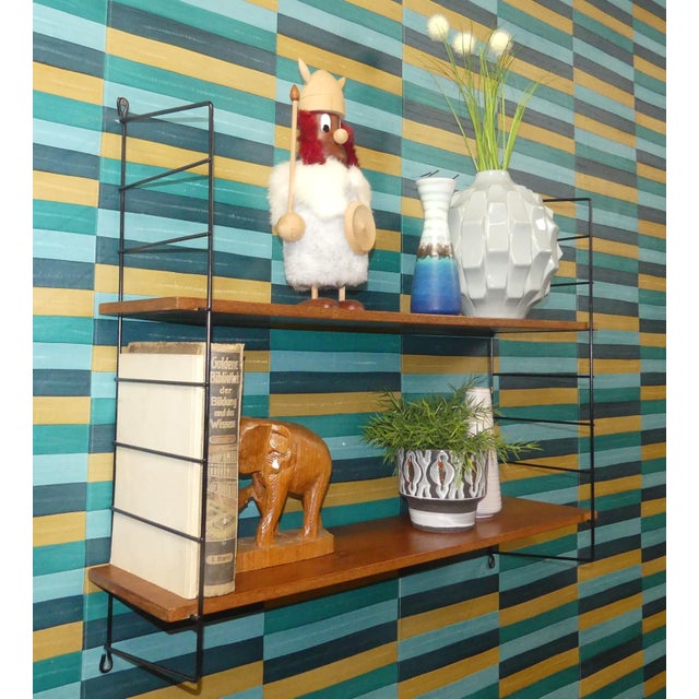 Vintage String Shelf in Walnut, 1960s For Sale - Image 4 of 13