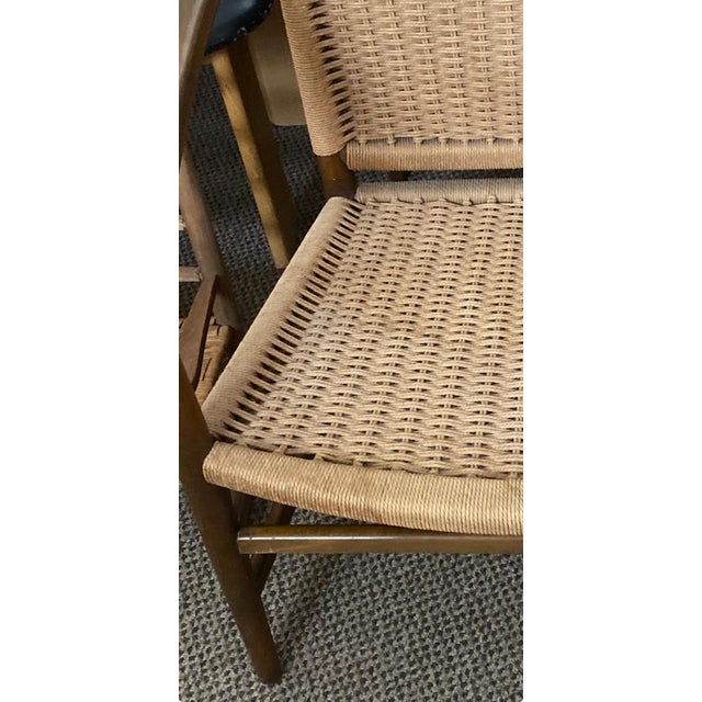 Mid-Century Modern 1950s Illuminati Wikkelso Teak Danish Modern Rush Woven Lounge Chair For Sale - Image 3 of 14