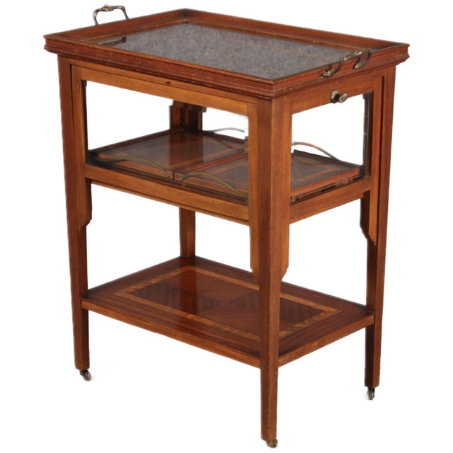 1900 - 1909 Antique Mahogany Serving Trolley with Pull-Out Tray, 1900s For Sale - Image 5 of 18
