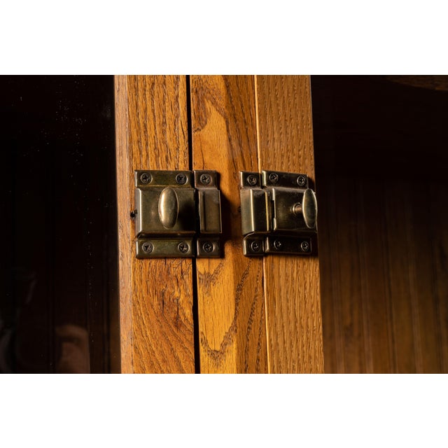 Brown Early 20th Century Massive Oak Sideboard Hutch With Columned Buffet For Sale - Image 8 of 9