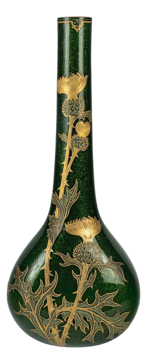 Art Nouveau Thistle Vase in Iridescent Glass from Montjoye, 1900s