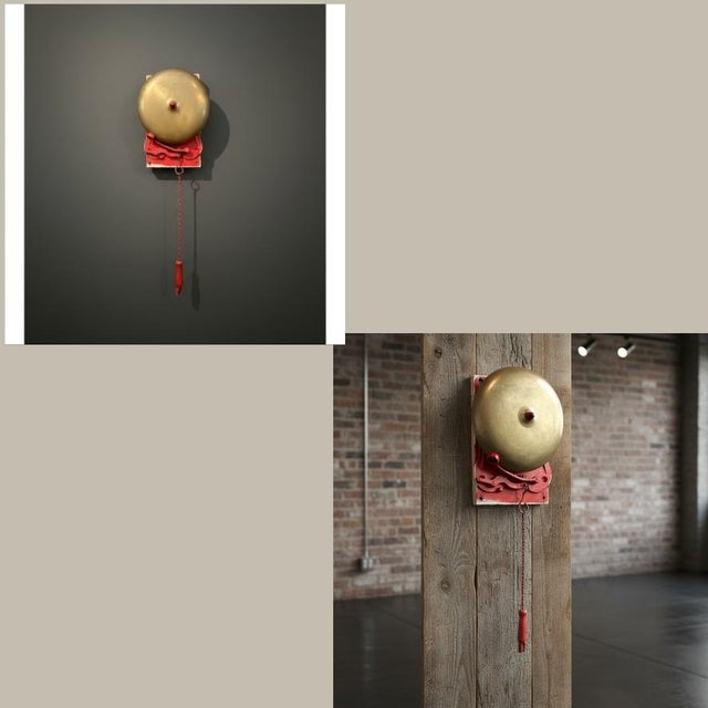 Early 20th Century Antique Brass Fire Alarm Bell 10''-Mechanical Pull Chain-School-Industrial-Gong For Sale - Image 5 of 10