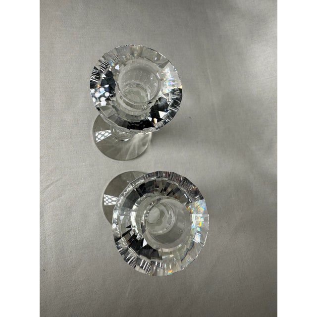 Art Deco Cut Crystal and Art Glass Candleholders, a Pair For Sale In Houston - Image 6 of 8