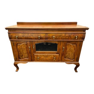 Mid 20th Century Burled Wood Buffet Sideboard For Sale