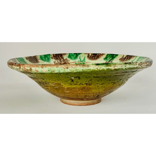 Handmade European Earthenware Bowl With Sponge Wear Polychrome Glaze For Sale - Image 11 of 12