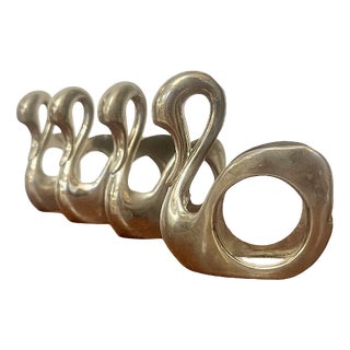 Swan-Shaped Napkin Rings attributed to BMF, Germany, 1970s, Set of 4 For Sale