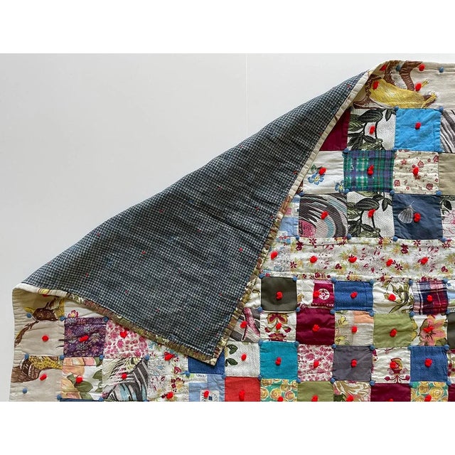 Farmhouse Vintage Handmade Patchwork Quilt For Sale - Image 3 of 9