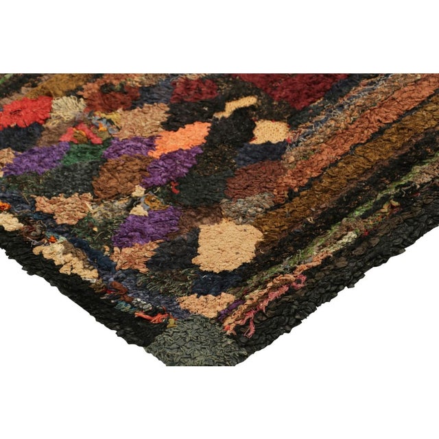 Antique Hooked Geometric Rug in Beige-Brown Tones | Rug & Kilim For Sale In New York - Image 6 of 7