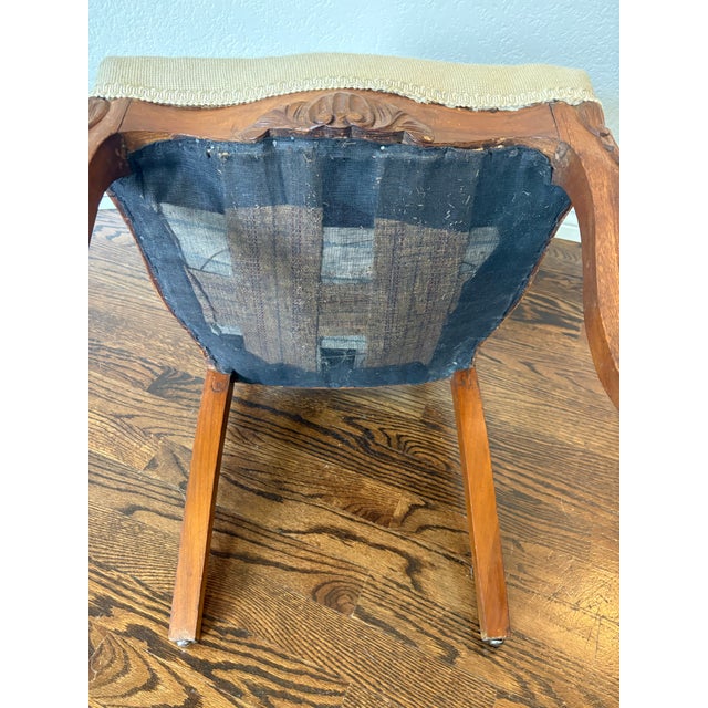 Wood Antique Victorian Rococo Revival Carved Walnut Balloon-Back Needlepoint Chair For Sale - Image 7 of 10