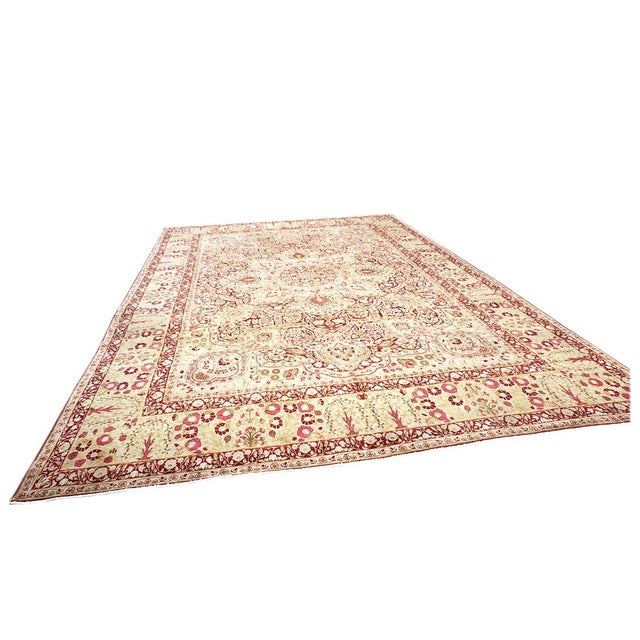Antique Persian Kerman Lavar Wool 11X16 Burgundy, Pink & Ivory Handmade Area Rug #1141138 For Sale - Image 4 of 10