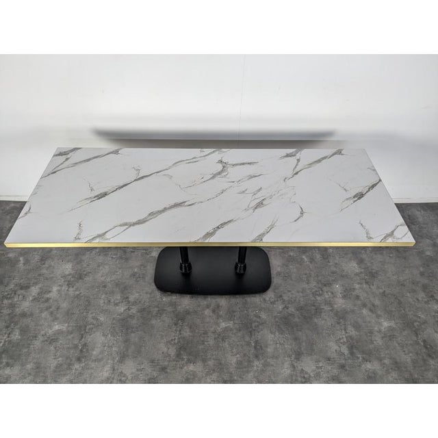 Vintage Marble-Effect Console Table For Sale - Image 3 of 7