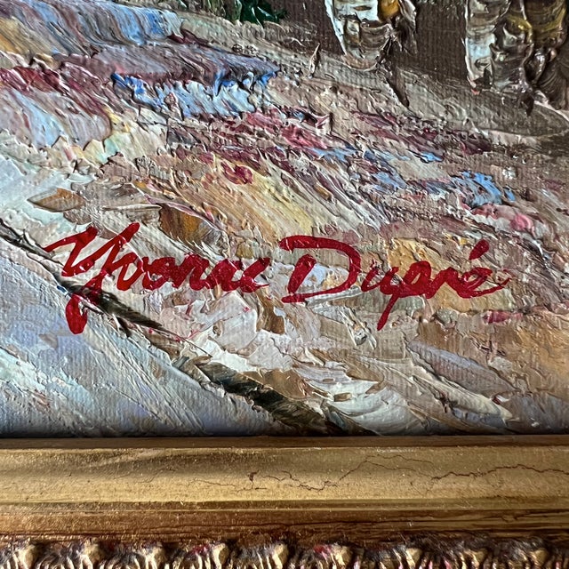 Gold Yvonne Dupré, Mid-Century Parisian Street Scenem, 1970s, Oil on Canvas For Sale - Image 8 of 18