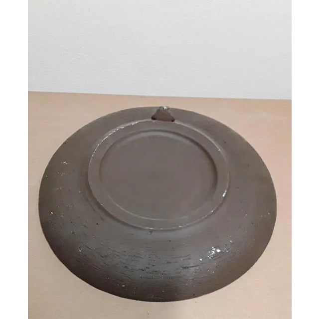 Vintage Finnish Brown Ceramic with Orange Glaze Wall Plate from Stromit, 1970s For Sale - Image 6 of 7