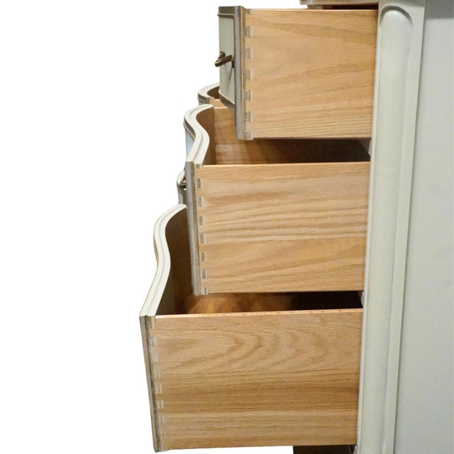 Wood Drexel Furniture Touraine Collection Custom Cream Pained Country French Provincial 54" Double Dresser 200-120-1 For Sale - Image 7 of 15