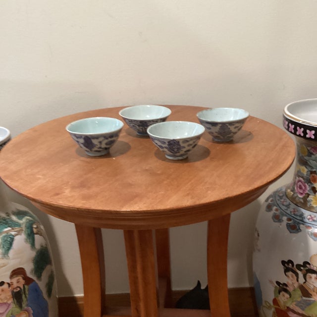 Antique 4pc. Assorted Chinese Blue & White Porcelain Tea Bowls/Rice Cups W/Makers' Marks on the Base For Sale - Image 10 of 12
