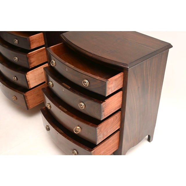 Wood Antique Bow Fronted Chest of Drawers, 1900, Set of 2 For Sale - Image 7 of 11