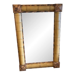 Bamboo Rattan Wall Mirror With Grand Scale For Sale