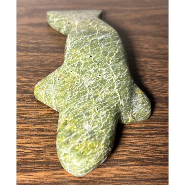 Gemstone Vintage Canadian Inuit Serpentine Stone Whale Carving (20th Century) For Sale - Image 7 of 10