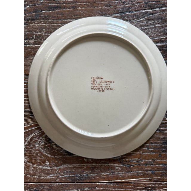 Ceramic Vintage Rainbow Stoneware Citron 10.5 Inch Dinner Plates Yellow Brown Japan - Set of 5 For Sale - Image 7 of 10