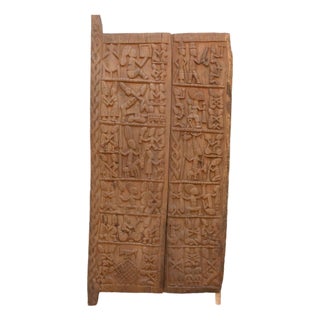 Grand Finely Carved Yoruba Panel Palace Door For Sale