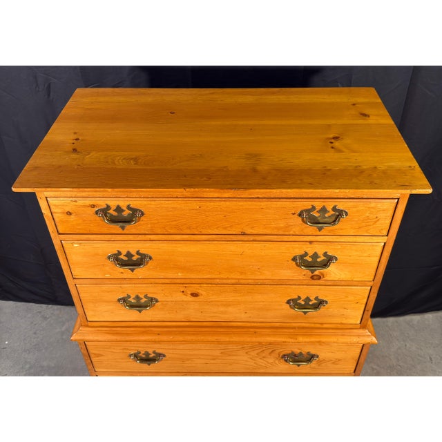 American Vintage Solid Pine Tall Chest of Drawers by Pine Shop Originals c.1950s For Sale - Image 3 of 13