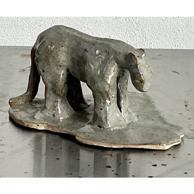 Mid-Century Modern Vintage Boho Glazed Ceramic Tiger For Sale - Image 3 of 9