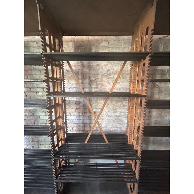 c. 1910/1920 Snead & Co. (attributed to, no stamp) cast iron 3-bay 8-shelf unit with its original finish; approx 86-87”...