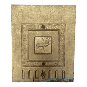 Antique Rustic Style Elk Motif Metal Fireplace Insert