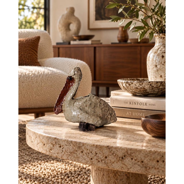Charming handmade studio pottery sculpture depicting an abstract pelican with an expressive, organic form. Crafted with a...