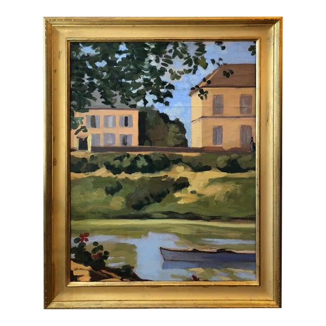 1950s Large Oil on Canvas "Homage to Monet's House at Giverny" Painting For Sale