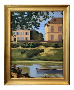 1950s Large Oil on Canvas "Homage to Monet's House at Giverny" Painting