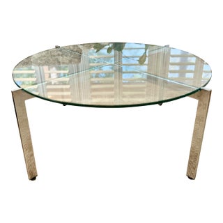 1970s Round Glass and Chrome Coffee Table Attributed to Milo Baughman For Sale