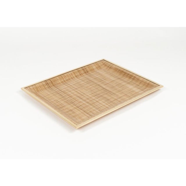 Serving Tray in Wicker and Brass from Christian Dior, 1970s For Sale - Image 3 of 17