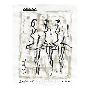 Three Grey Twirlers - Abstract Figurative Ballerinas Painting Original Artwork by Gary John