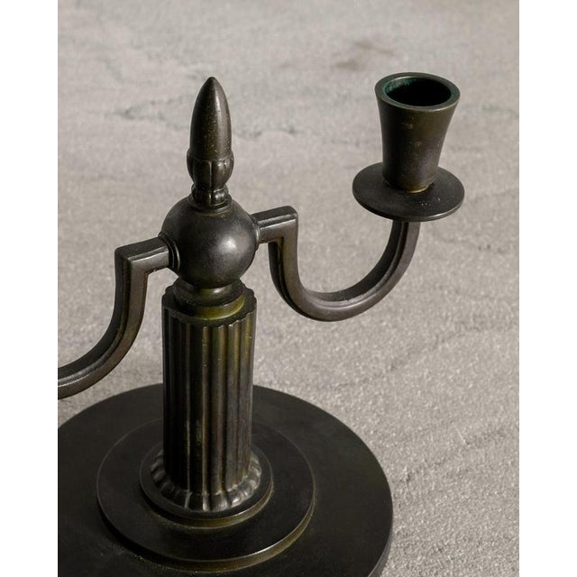 Mid-Century Swedish Sculptural Bronze Candelabras from Gab Sweden, 1930s, Set of 2 For Sale - Image 4 of 6