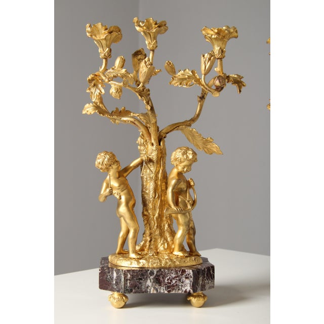 Gold Rococo-Style Candelabras with Musical Cherubs, Set of 2 For Sale - Image 8 of 18