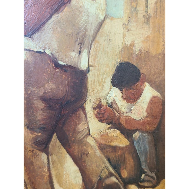 1960s Willem Van Den Berg Rare Vintage 1960's Oil Painting Stone Masons in a Quarry For Sale - Image 5 of 15