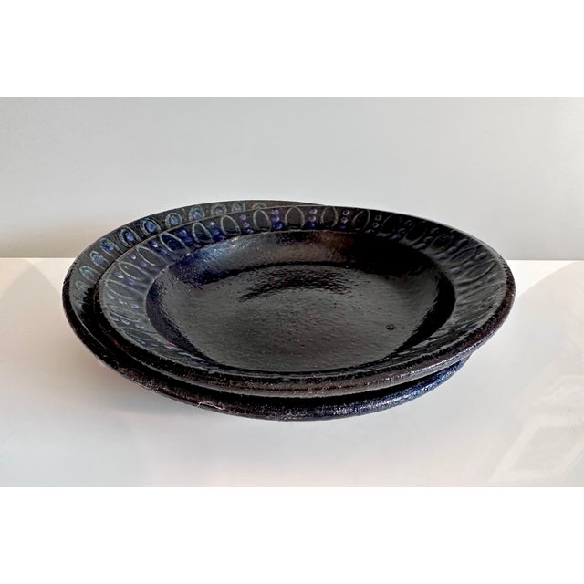 A high-quality set of two modernist studio ceramic art plates with a mediterranean vibe. These authentic unique pieces...