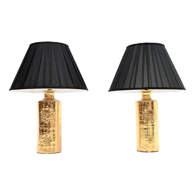 Vintage Swedish Ceramic Table Lamps by Bergboms, 1970, Set of 2 For Sale