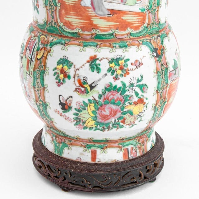 Chinese Famille Rose Porcelain Vase Mounted Lamp For Sale - Image 4 of 5