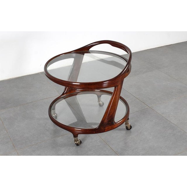 Mid-Century Glass and Curved Wood Bar Cart by Cesare Lacca, Italy, 1950s For Sale - Image 6 of 15