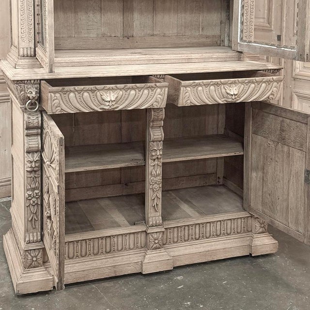 19th Century Belgian Hand-Carved Stripped Oak Bookcase For Sale - Image 18 of 18