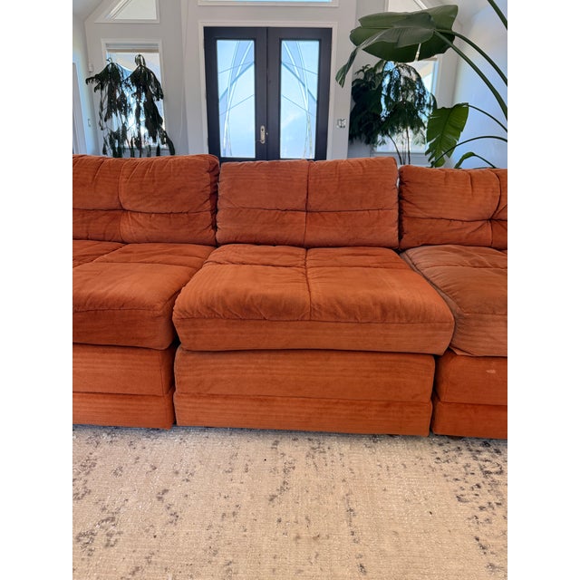 Milo Baughman Vintage 1970s Burnt Orange Modular Sectional Sofa in the Style of Milo Baughman For Sale - Image 4 of 15
