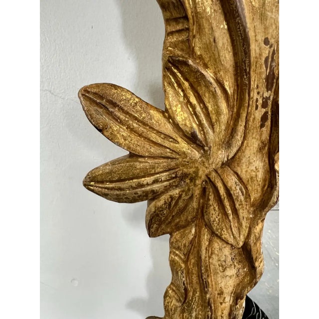 Wood Antique Art Nouveau Giltwood Wall Mirror With Hand Carved Botanical Leaf Frame For Sale - Image 7 of 10