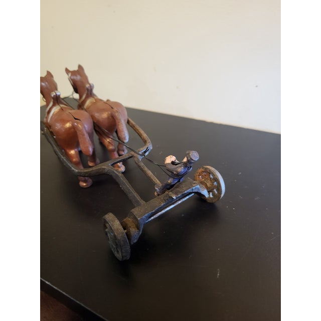 Antique Cast Iron Horse Drawn Carriage Cart Early 1900s For Sale - Image 4 of 16