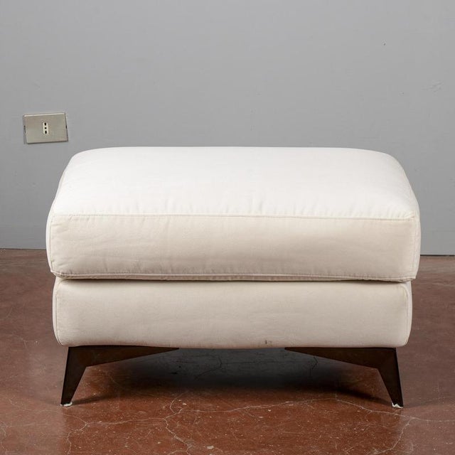 White Vintage White Pouf with Fabric For Sale - Image 8 of 9