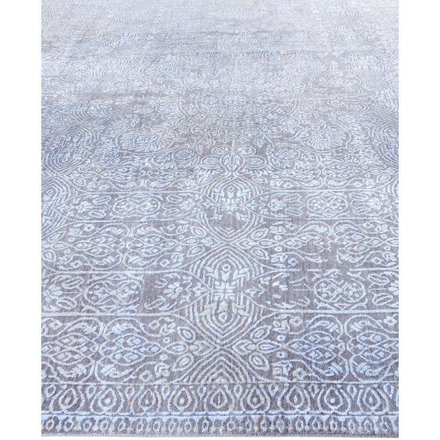 Solo Rugs Ikat, One-of-a-Kind Hand-Knotted Area Rug - Gray, 9' 0" x 12' 3" For Sale - Image 4 of 8