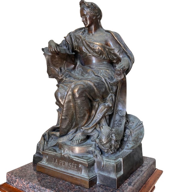 Mathurin Moreau French Bronze With Original Gallery Pedestal by Gustav Frédéric Michel, 1896 For Sale - Image 4 of 18