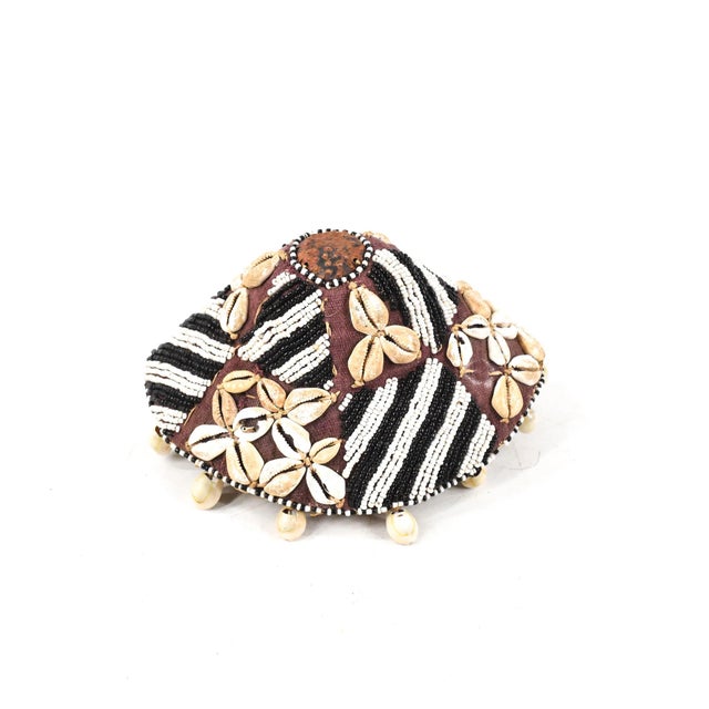 Early 20th Century Kuba Beaded Noble's Hat with Cowrie Shells For Sale - Image 4 of 7